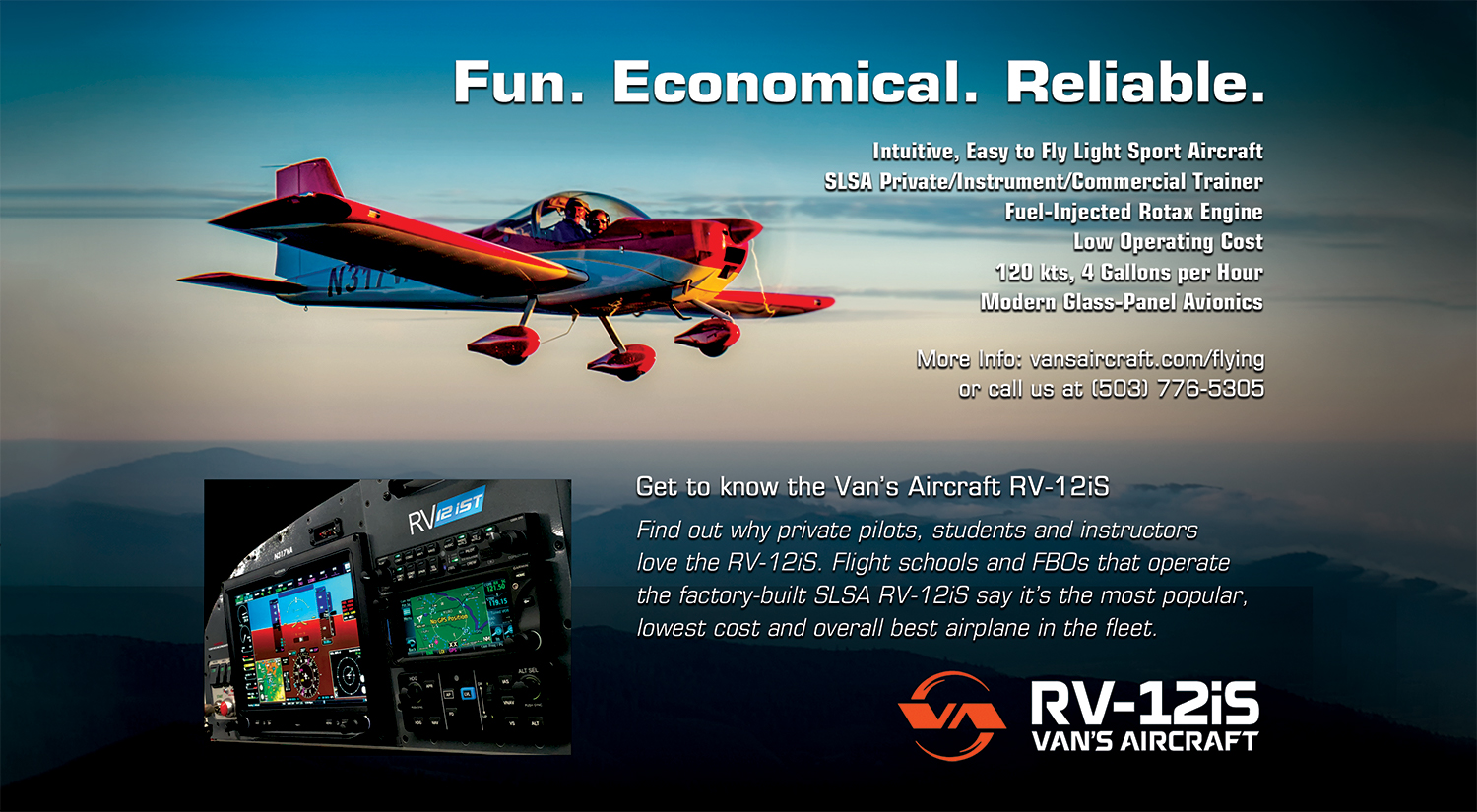 Learn About the Van's RV-12iS SLSA Factory-Built Option - Van's Aircraft  Total Performance RV Kit Planes